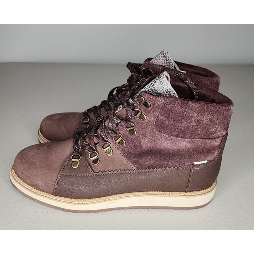 TOMS Womens Mesa Waterproof Combat Suede/Leather Ankle Lace Up Boots Size 10 EUC